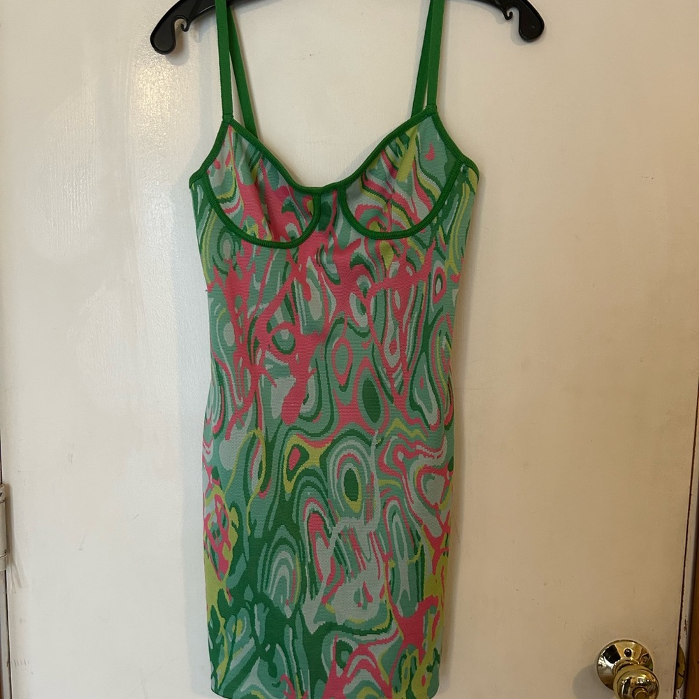 Zara MediumJacquard Green & Pink Knit
Mini Dress - Picture 3 of 10